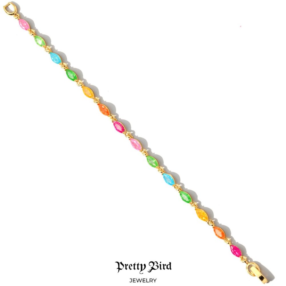 18K Yellow Gold Plated Marquis Candy Galaxy Bracelet - Picture 2 of 2